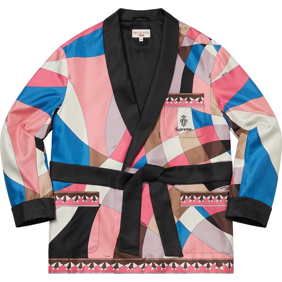 Details on Supreme Emilio Pucci Silk Smoking Jacket Dusty Pink from spring summer
                                                    2021 (Price is $1195)