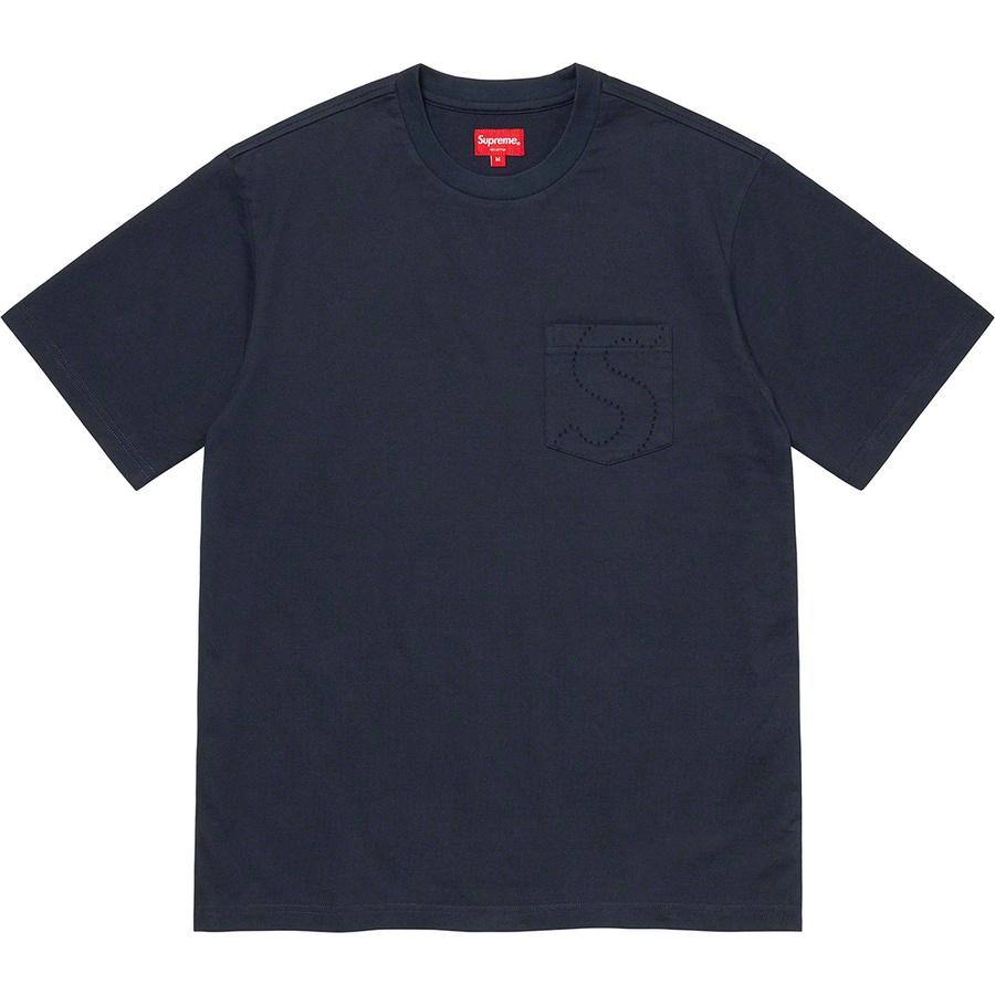 Details on Laser Cut S Logo Pocket Tee Navy from spring summer
                                                    2021 (Price is $68)