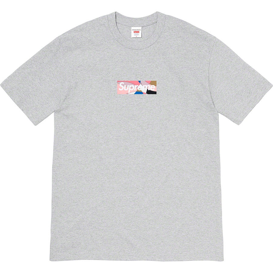 Details on Supreme Emilio Pucci Box Logo Tee Heather Grey/Dusty Pink from spring summer 2021 (Price is $54)