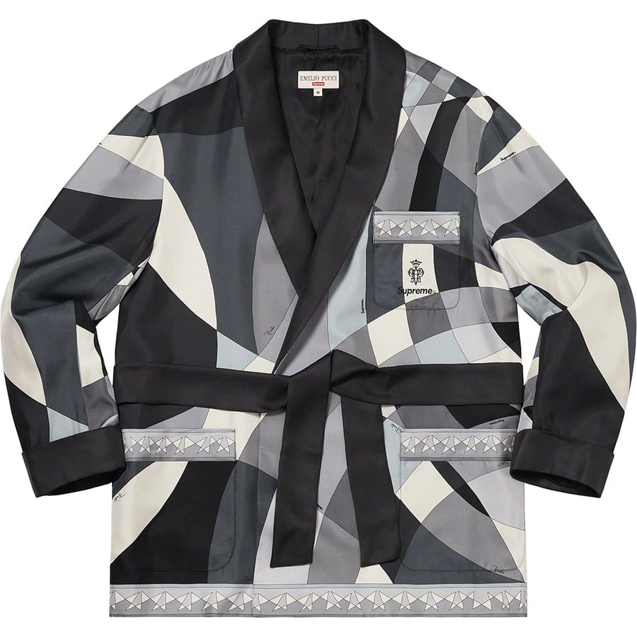 Details on Supreme Emilio Pucci Silk Smoking Jacket Black from spring summer
                                                    2021 (Price is $1195)