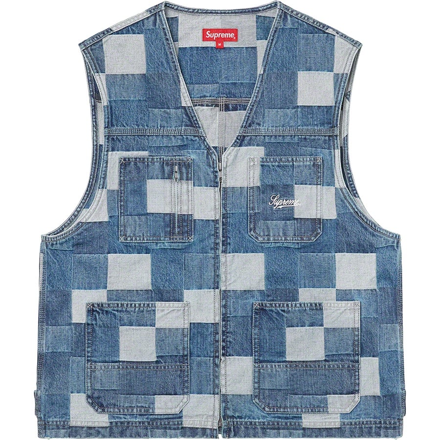 Details on Patched Denim Vest Blue from spring summer
                                                    2021 (Price is $148)