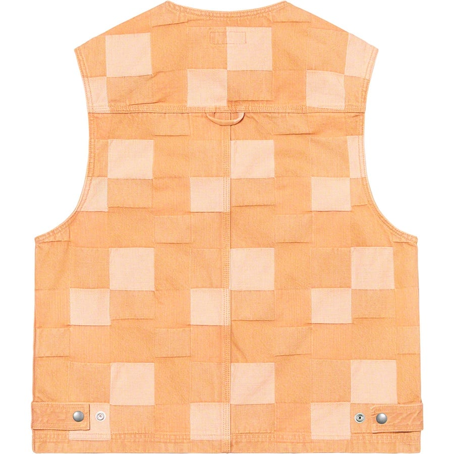 Details on Patched Denim Vest Rust from spring summer
                                                    2021 (Price is $148)