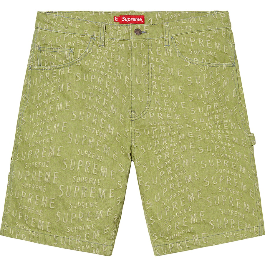 Supreme Warp Jacquard Logos Denim Painter Short (SS21) - Sage - $138