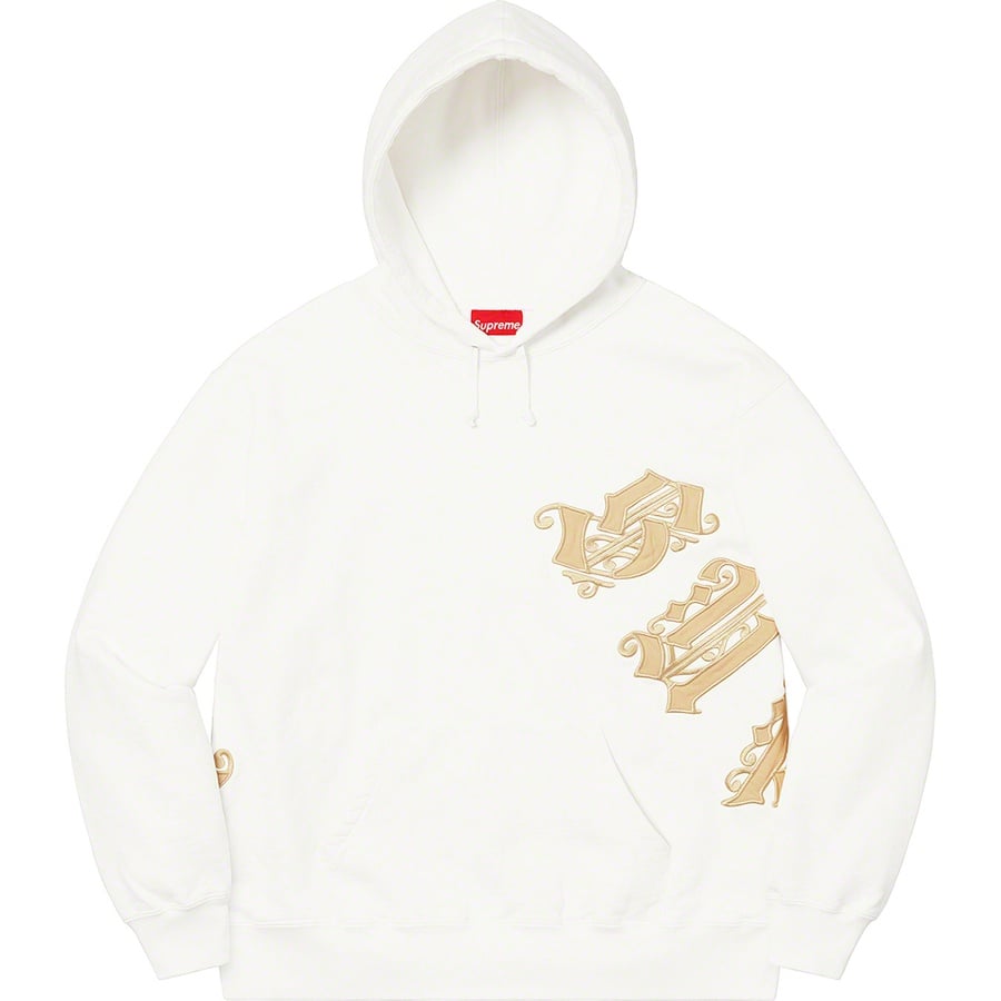 Details on Old English Wrap Hooded Sweatshirt White from spring summer
                                                    2021 (Price is $158)