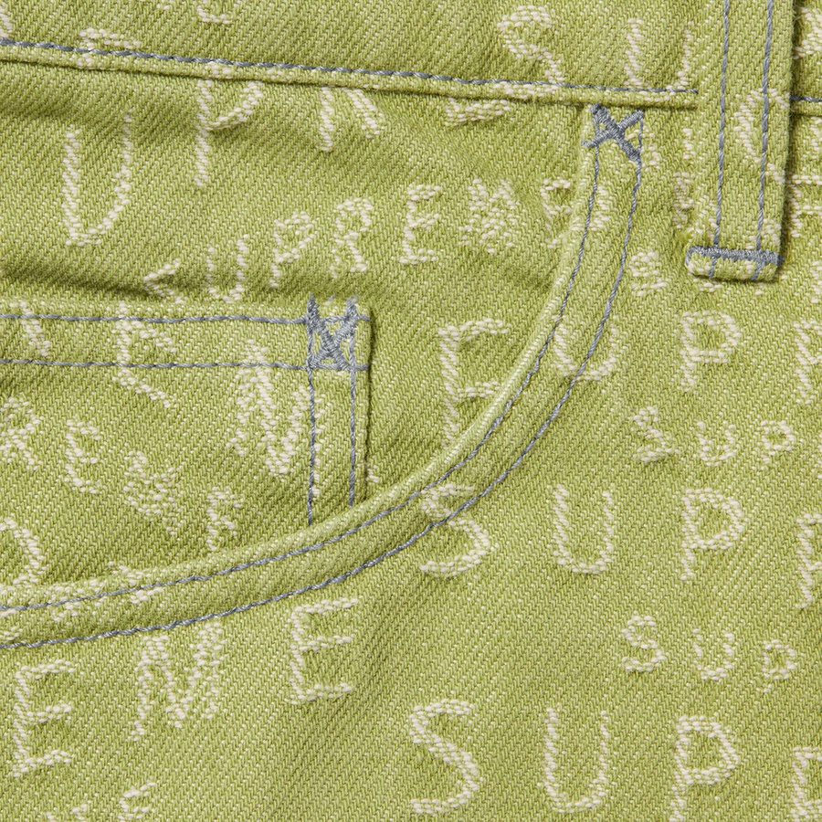 Supreme Warp Jacquard Logos Denim Painter Short (SS21) - Sage - $138