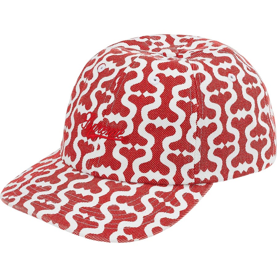 Supreme Pattern Print, Red Monogram Box Logo Fitted Hat