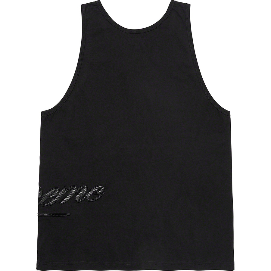Details on Mesh Script Tank Top Black from spring summer
                                                    2021 (Price is $78)