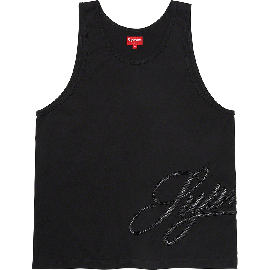 Details on Mesh Script Tank Top Black from spring summer
                                                    2021 (Price is $78)