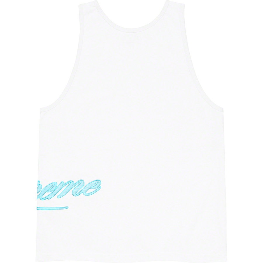 Details on Mesh Script Tank Top White from spring summer
                                                    2021 (Price is $78)