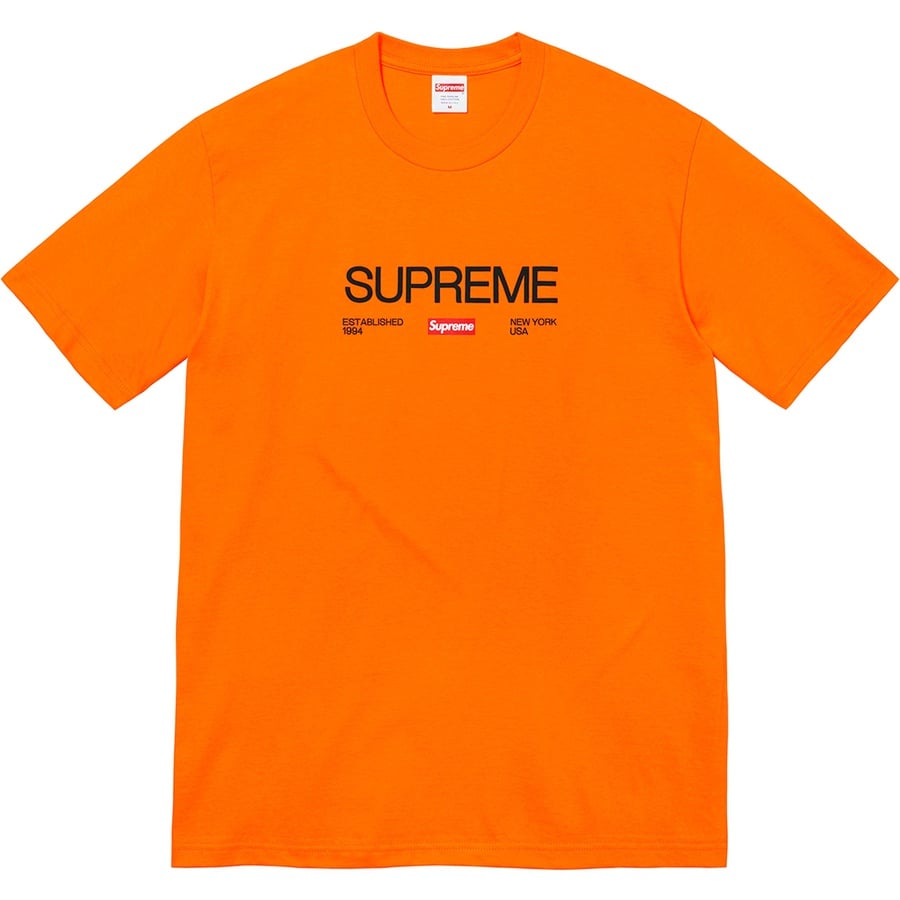 Details on Est. 1994 Tee Orange from fall winter
                                                    2021 (Price is $38)