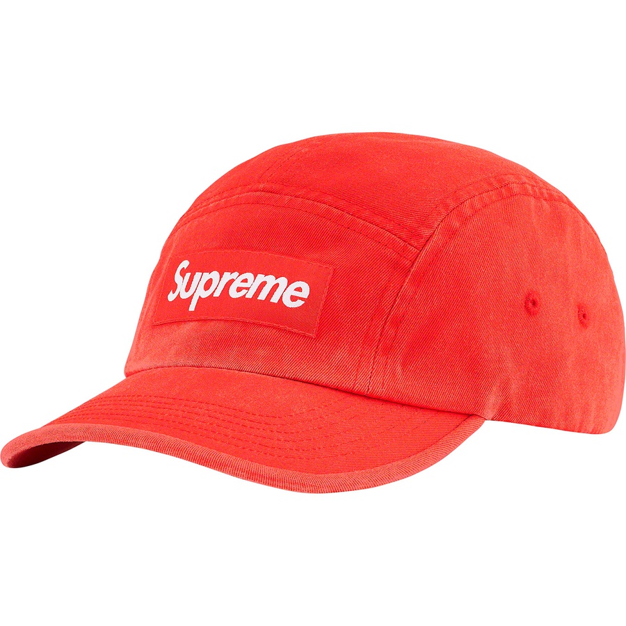 Details on Washed Chino Twill Camp Cap Neon Red from fall winter
                                                    2021 (Price is $48)