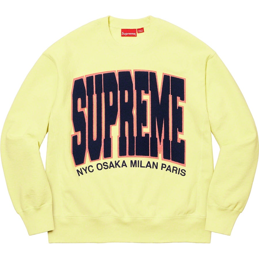 Details on Cities Arc Crewneck Pale Lime from fall winter 2021 (Price is $158)