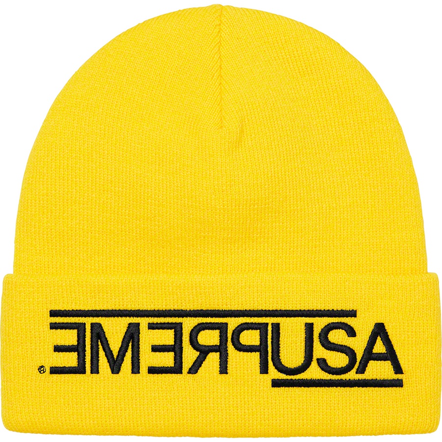 Details on USA Beanie Yellow from fall winter
                                                    2021 (Price is $38)