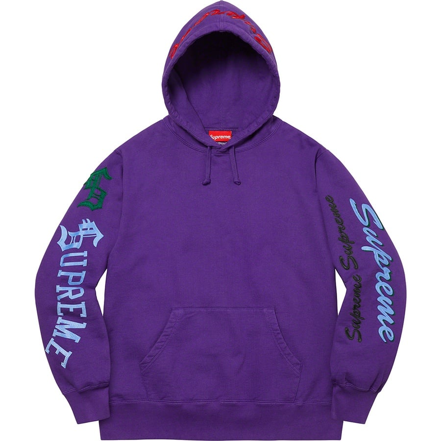 Details on Multi Logo Hooded Sweatshirt Purple from fall winter
                                                    2021 (Price is $168)