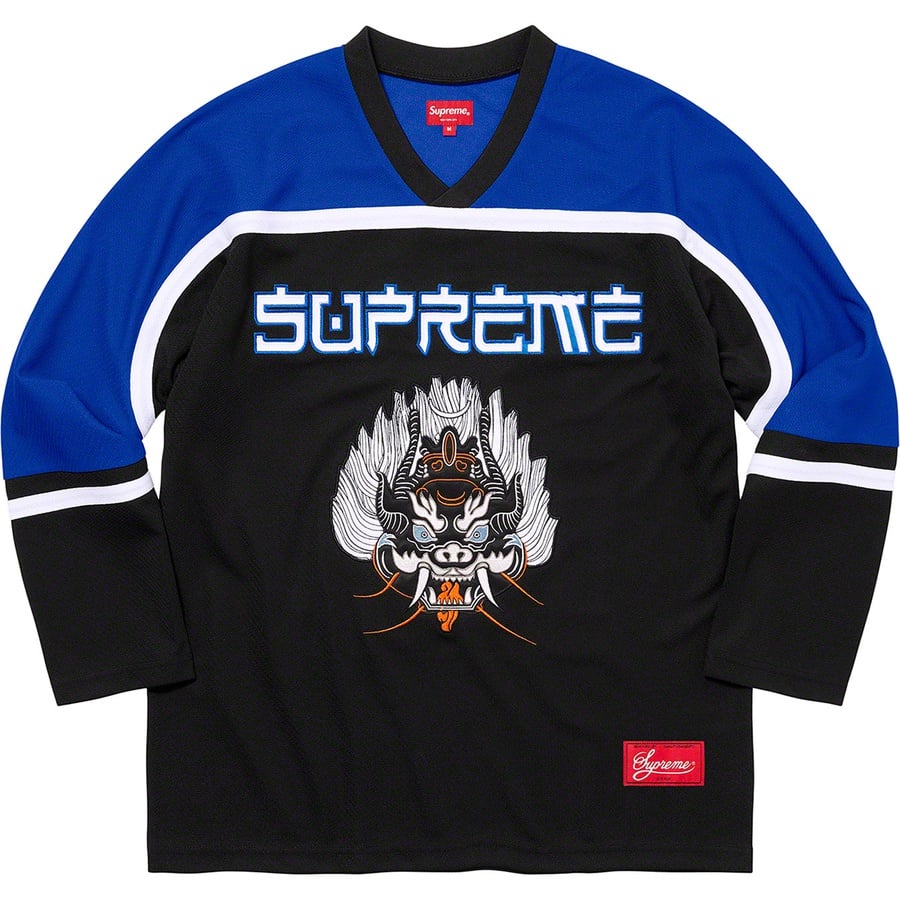 Details on Demon Hockey Jersey Black from fall winter
                                                    2021 (Price is $148)