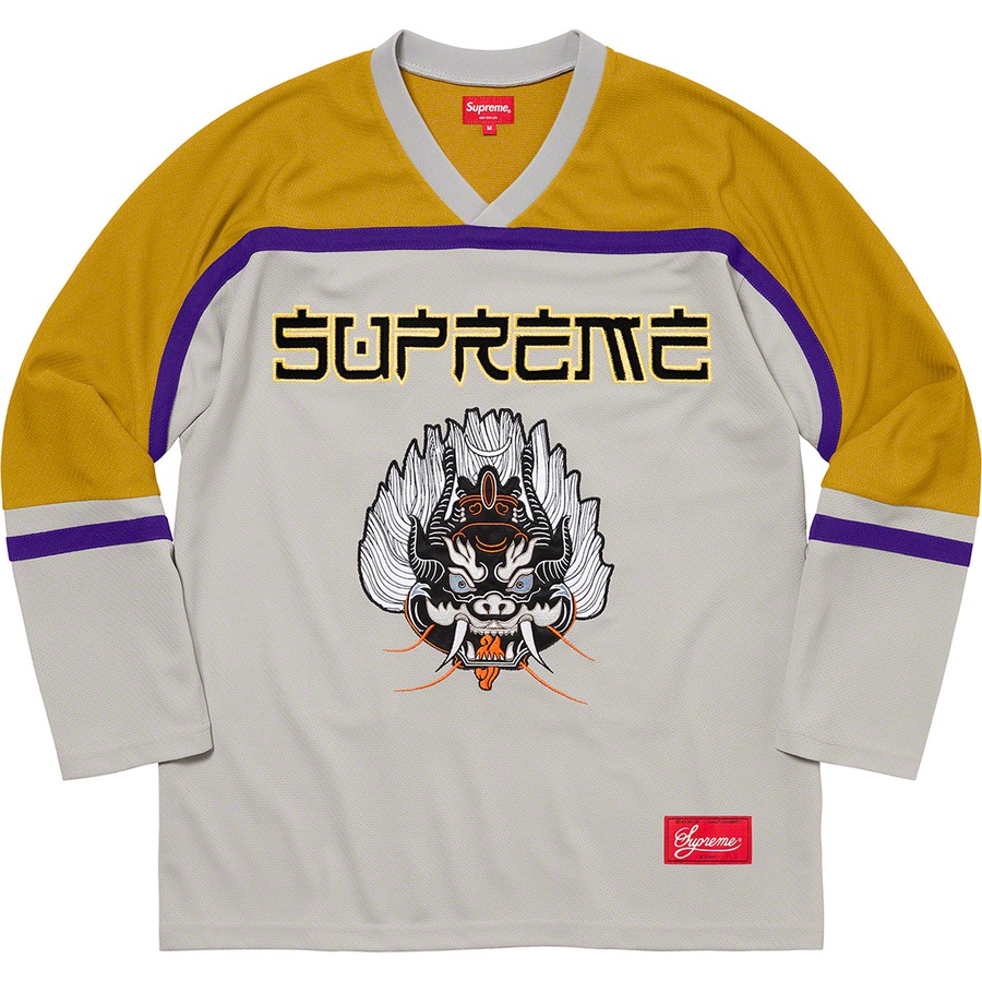 Details on Demon Hockey Jersey Grey from fall winter 2021 (Price is $148)
