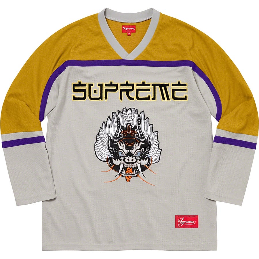 Details on Demon Hockey Jersey Grey from fall winter
                                                    2021 (Price is $148)