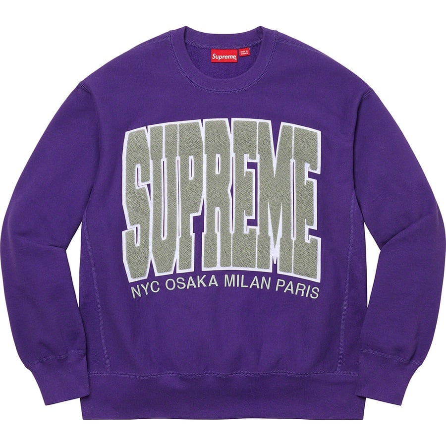 Details on Cities Arc Crewneck Purple from fall winter
                                                    2021 (Price is $158)