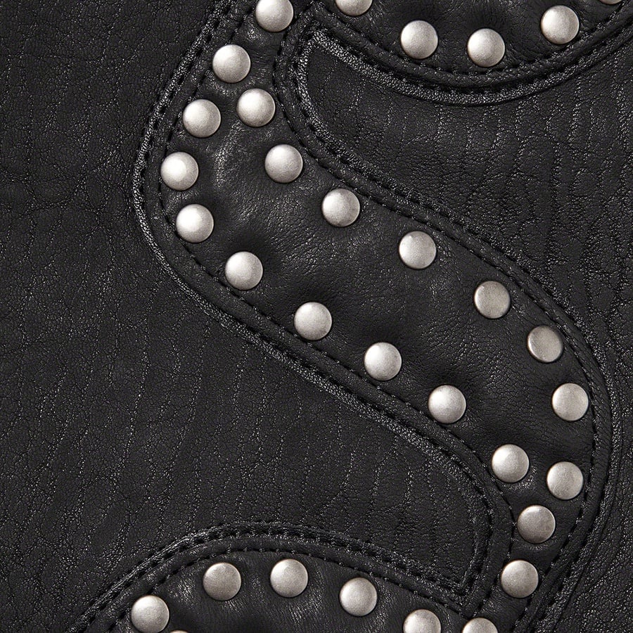 Details on Pebbled Leather Varsity Jacket Black from fall winter
                                                    2021 (Price is $798)