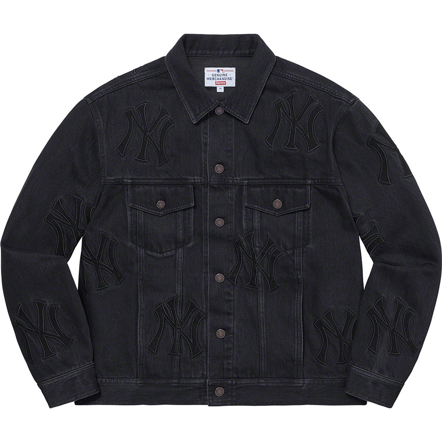 Details on Supreme New York Yankees™Denim Trucker Jacket Washed Black from fall winter
                                                    2021 (Price is $268)