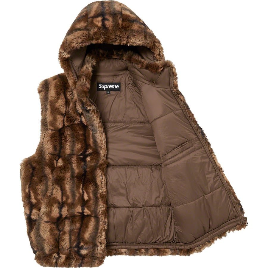 Details on Faux Fur Hooded Vest Brown from fall winter
                                                    2021 (Price is $288)