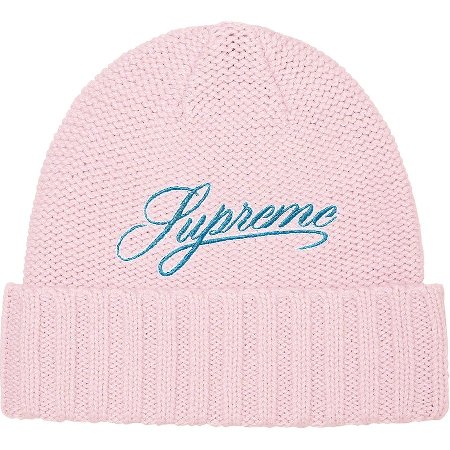 Details on Script Logo Beanie Pink from fall winter 2021 (Price is $38)