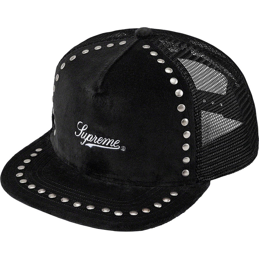 Details on Studded Velvet Mesh Back 5-Panel Black from fall winter
                                                    2021 (Price is $46)