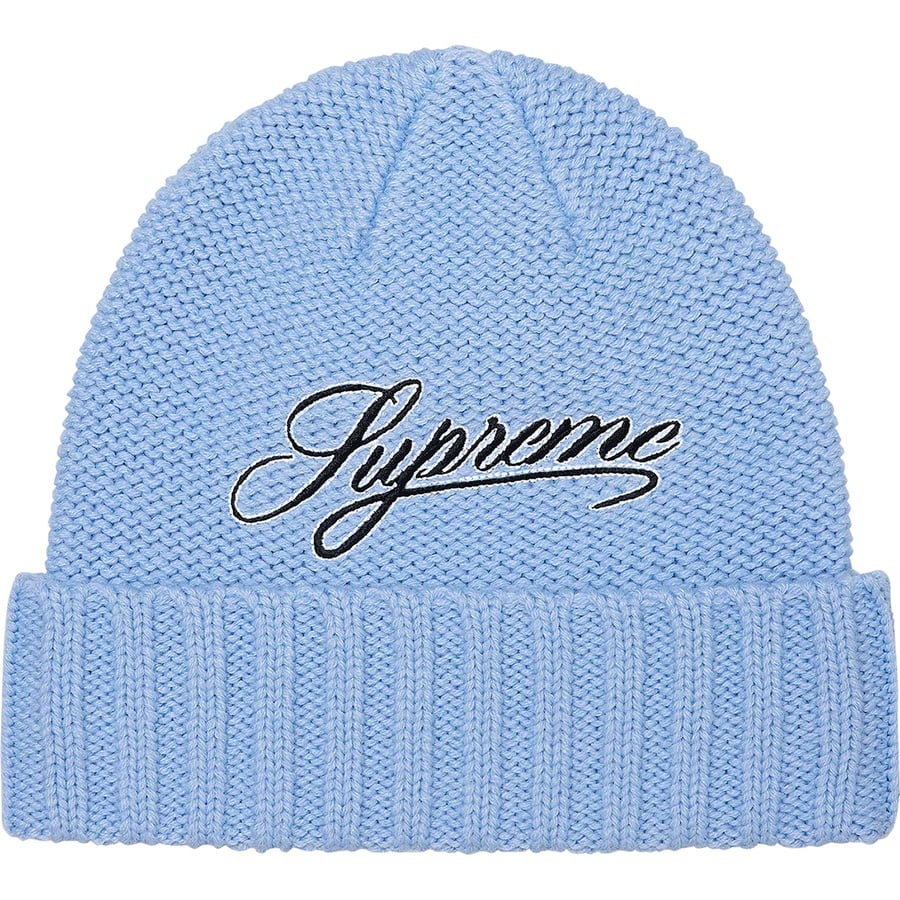 Details on Script Logo Beanie Light Blue from fall winter 2021 (Price is $38)