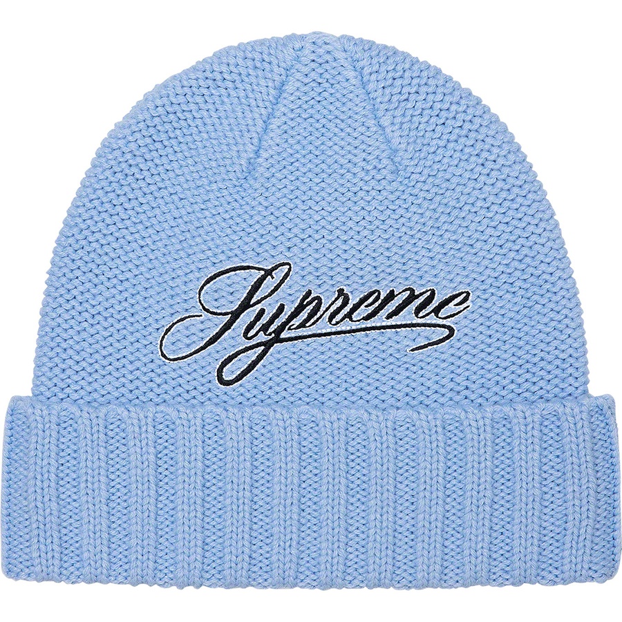 Details on Script Logo Beanie Light Blue from fall winter
                                                    2021 (Price is $38)