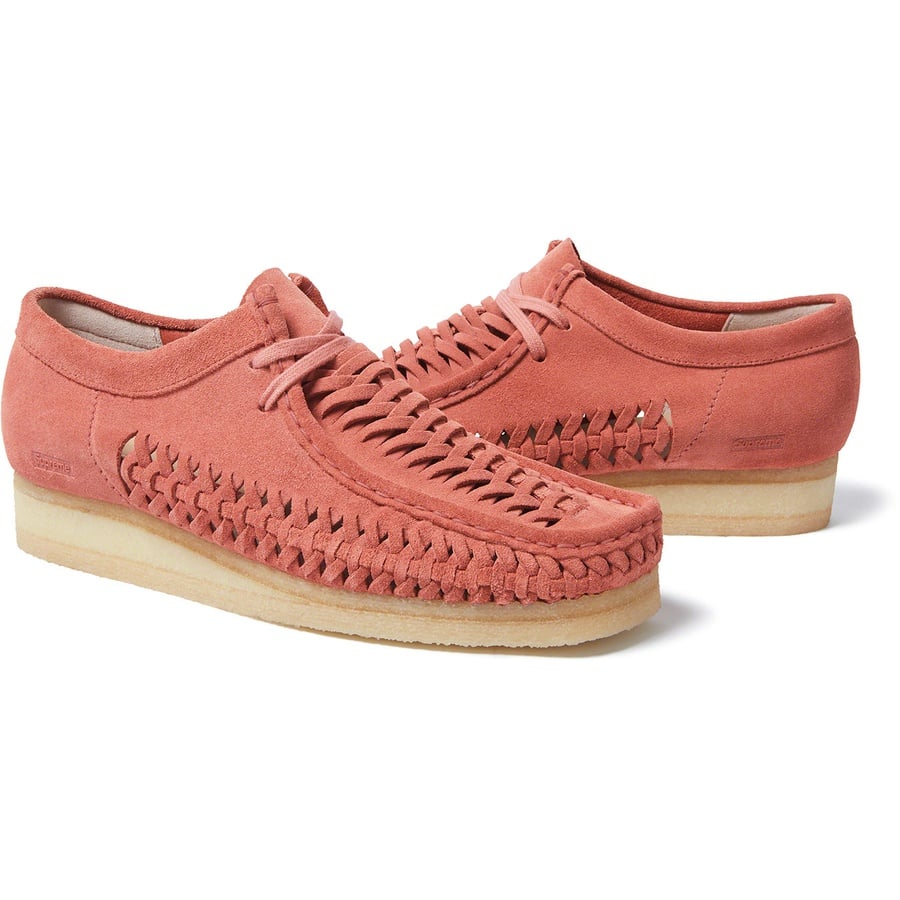 Details on Supreme Clarks Originals Woven Wallabee Pink from fall winter
                                                    2021 (Price is $178)