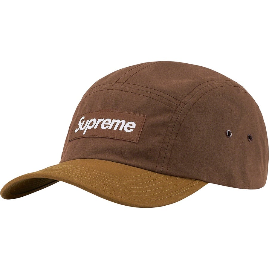 Details on Waxed Cotton Camp Cap Brown from fall winter 2021 (Price is $48)