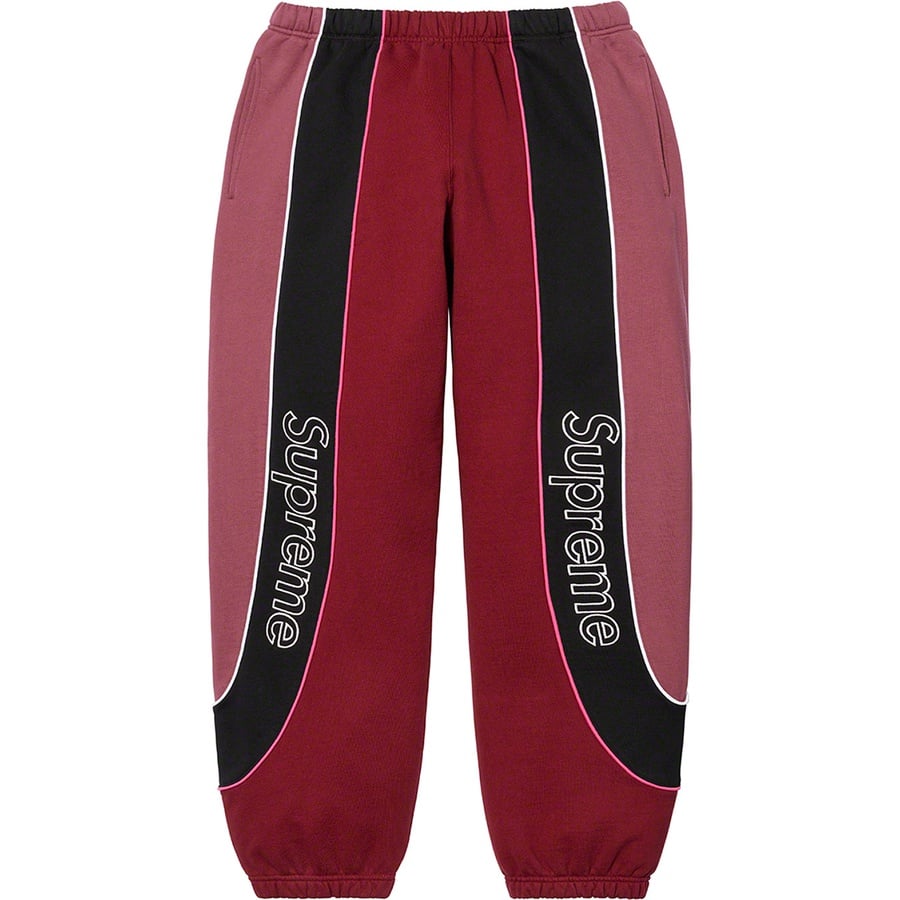 Details on Track Paneled Sweatpant Cardinal from fall winter
                                                    2021 (Price is $148)