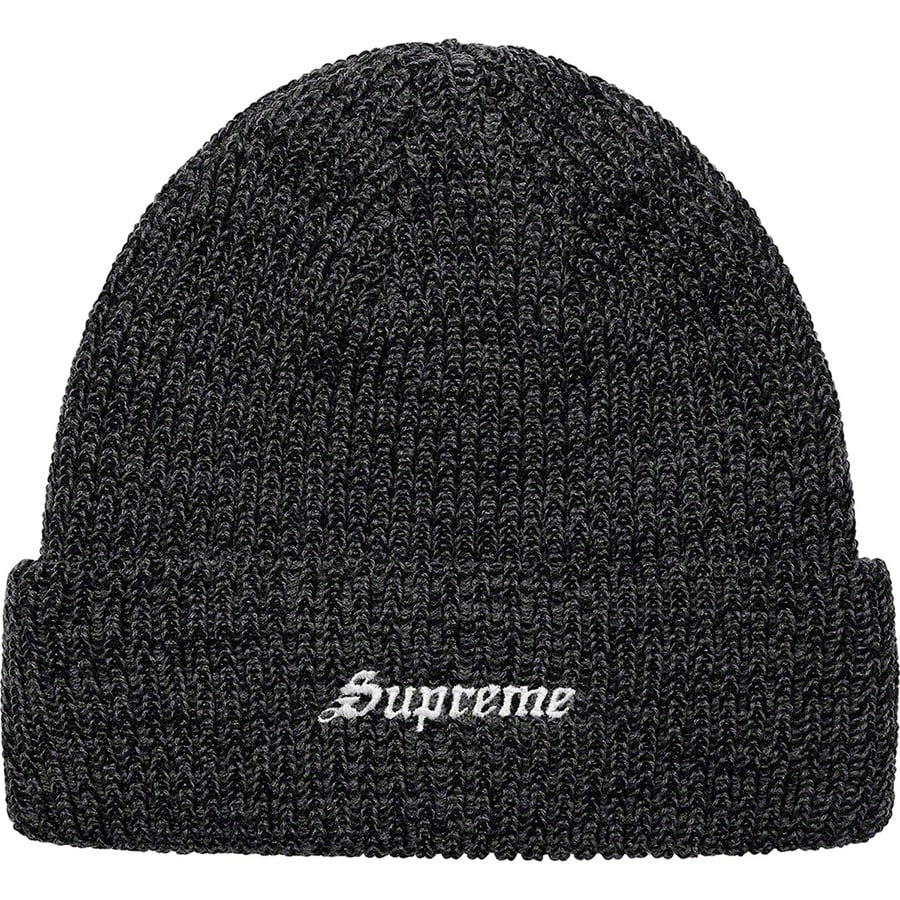 Details on Twisted Loose Gauge Beanie Charcoal from fall winter 2021 (Price is $38)