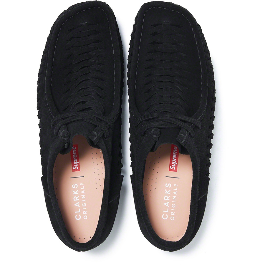 Details on Supreme Clarks Originals Woven Wallabee Black from fall winter
                                                    2021 (Price is $178)