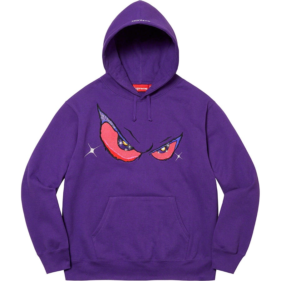 Details on Eyes Hooded Sweatshirt Purple from fall winter
                                                    2021 (Price is $168)
