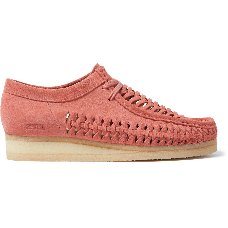 Details on Supreme Clarks Originals Woven Wallabee Pink from fall winter
                                                    2021 (Price is $178)