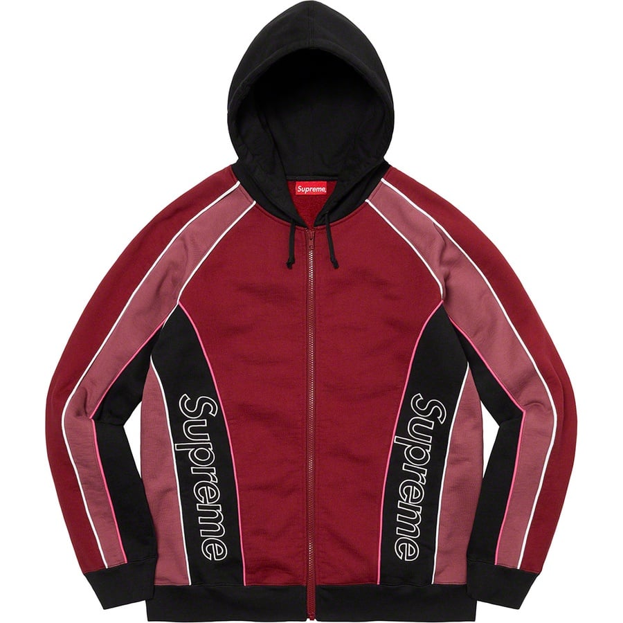 Details on Track Paneled Zip Up Hooded Sweatshirt Cardinal from fall winter
                                                    2021 (Price is $168)