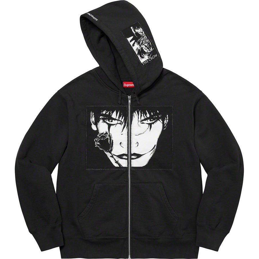 Details on Supreme The Crow Zip Up Hooded Sweatshirt Black from fall winter 2021 (Price is $178)