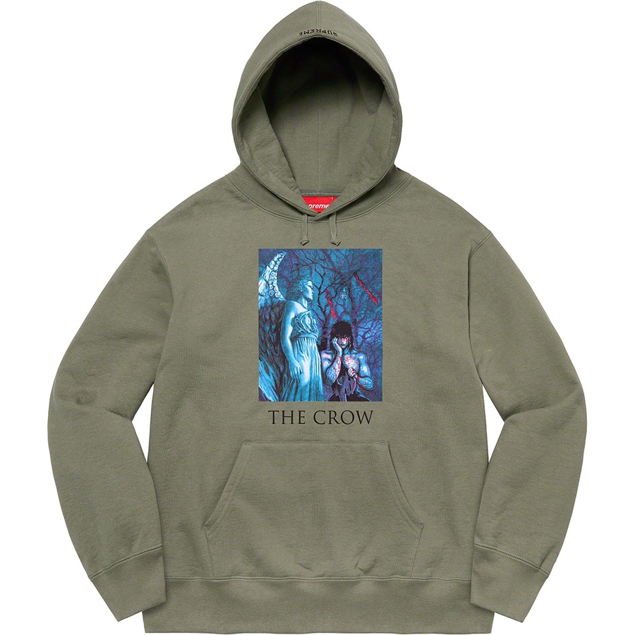 Details on Supreme The Crow Hooded Sweatshirt Light Olive from fall winter 2021 (Price is $168)