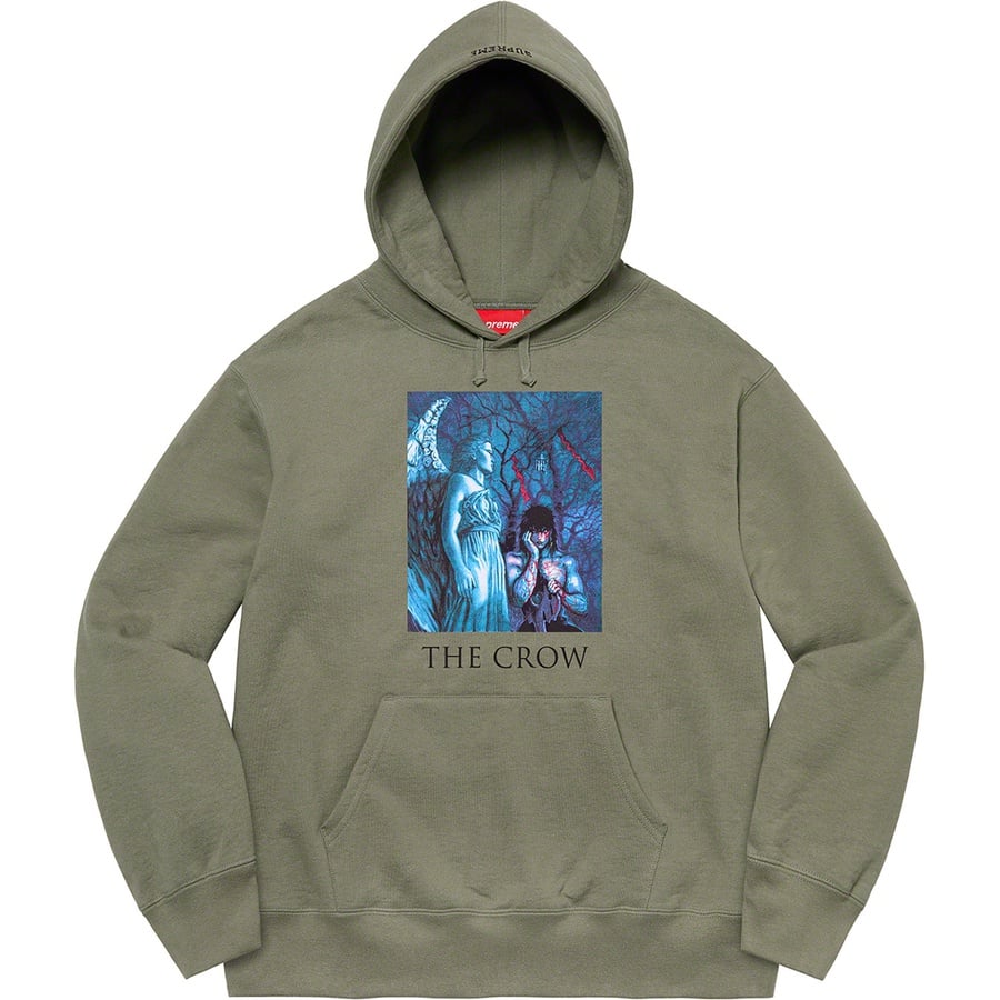 Details on Supreme The Crow Hooded Sweatshirt Light Olive from fall winter
                                                    2021 (Price is $168)