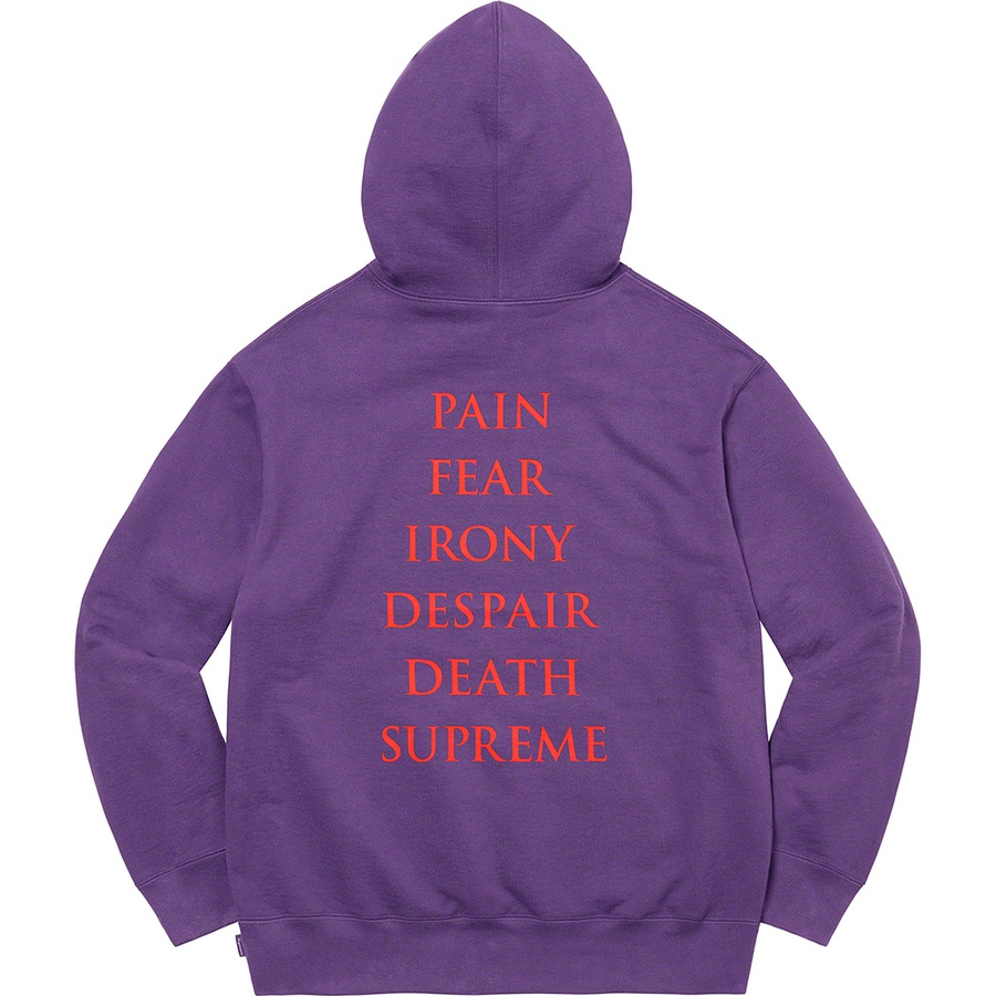 Details on Supreme The Crow Hooded Sweatshirt Dusty Purple from fall winter
                                                    2021 (Price is $168)
