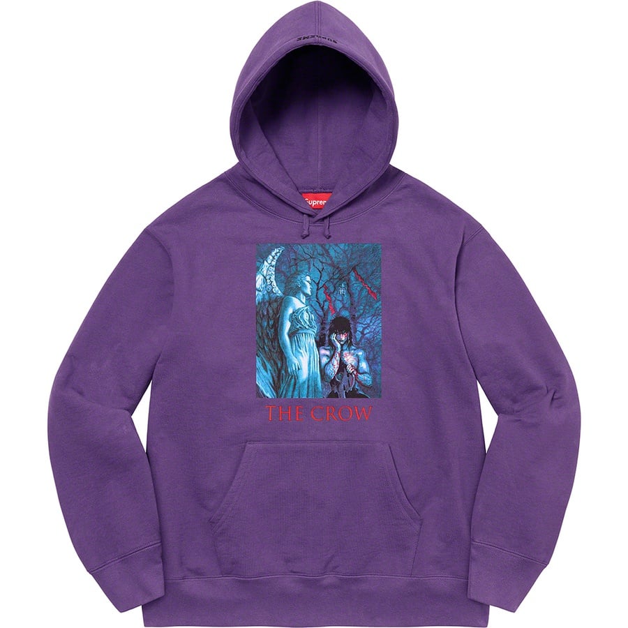 Details on Supreme The Crow Hooded Sweatshirt Dusty Purple from fall winter 2021 (Price is $168)