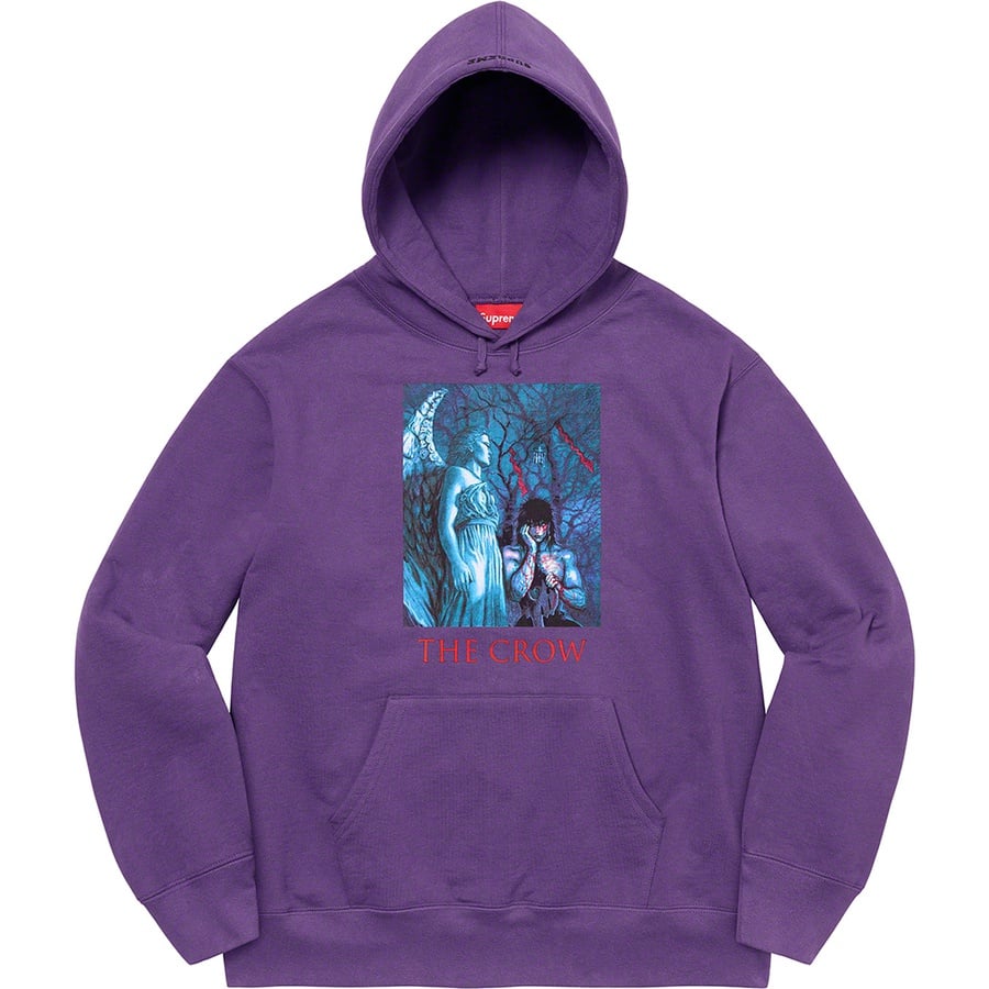 Details on Supreme The Crow Hooded Sweatshirt Dusty Purple from fall winter
                                                    2021 (Price is $168)