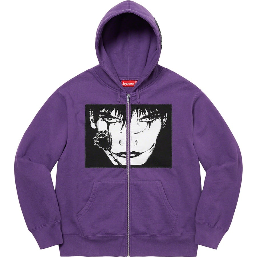 Details on Supreme The Crow Zip Up Hooded Sweatshirt Dusty Purple from fall winter 2021 (Price is $178)