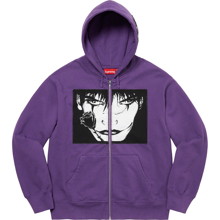 Details on Supreme The Crow Zip Up Hooded Sweatshirt Dusty Purple from fall winter
                                                    2021 (Price is $178)