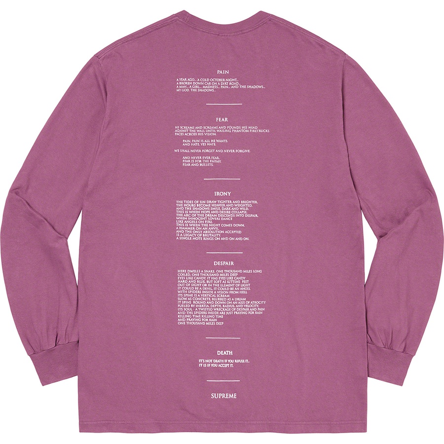 Details on Supreme The Crow L S Tee Plum from fall winter
                                                    2021 (Price is $54)