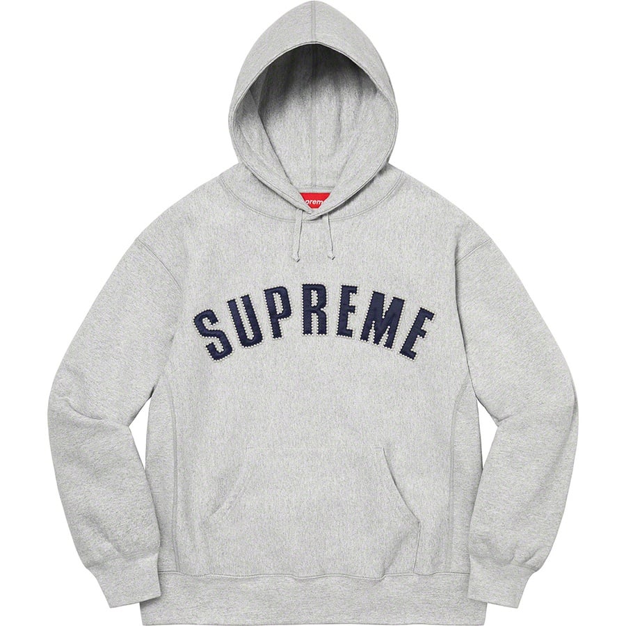 Details on Pearl Logo Hooded Sweatshirt Heather Grey from fall winter 2021 (Price is $168)
