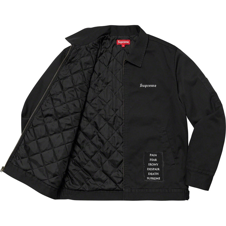 Details on Supreme The Crow Work Jacket Black from fall winter
                                                    2021 (Price is $238)