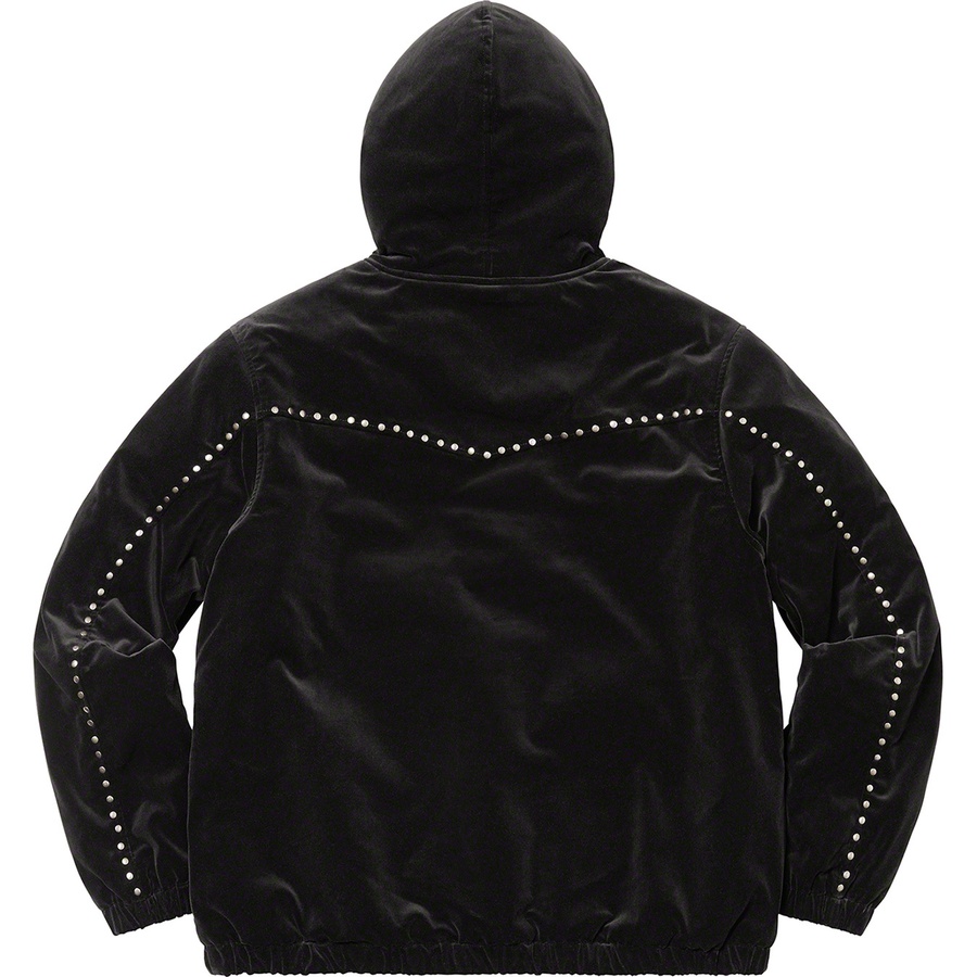 Details on Studded Velvet Hooded Work Jacket Black from fall winter
                                                    2021 (Price is $228)