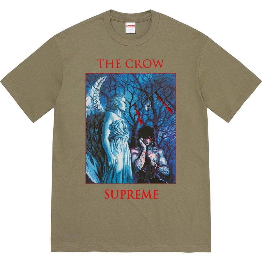 Details on Supreme The Crow Tee Light Olive from fall winter 2021 (Price is $44)